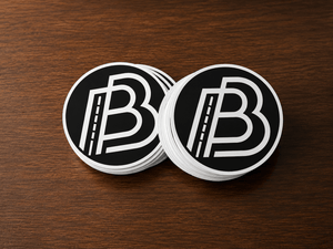 Custom logo stickers with premium waterproof printing for branding and business marketing