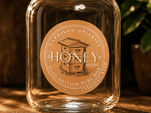 Custom honey jar labels with premium waterproof printing for food packaging