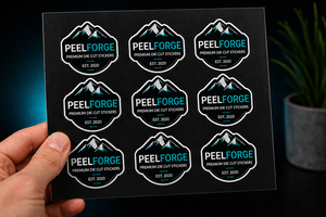 Custom kiss cut sticker sheets with waterproof durable vinyl stickers printed by PeelForge