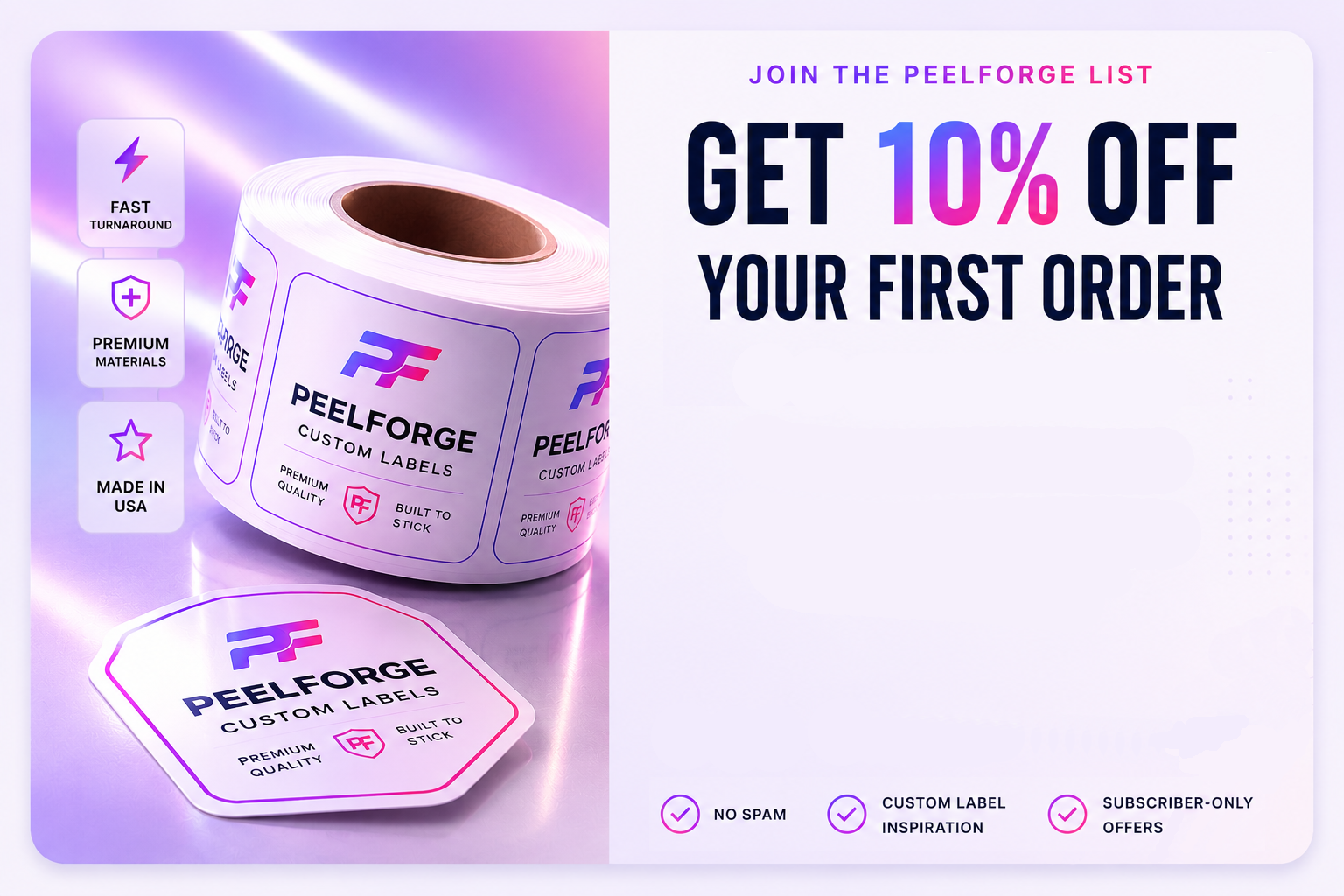 PeelForge newsletter discount