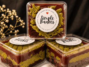 Custom bakery labels printed on dessert packaging for baked goods and food branding